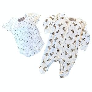 New Rock a Bye Baby Boutique Lion Sleeper & Cream Star Bodysuit 0-3 months NWOT